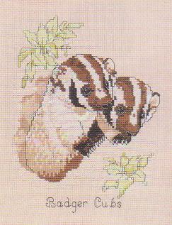 Young Badgers Embroidery Pattern 109 x 106 Stitches